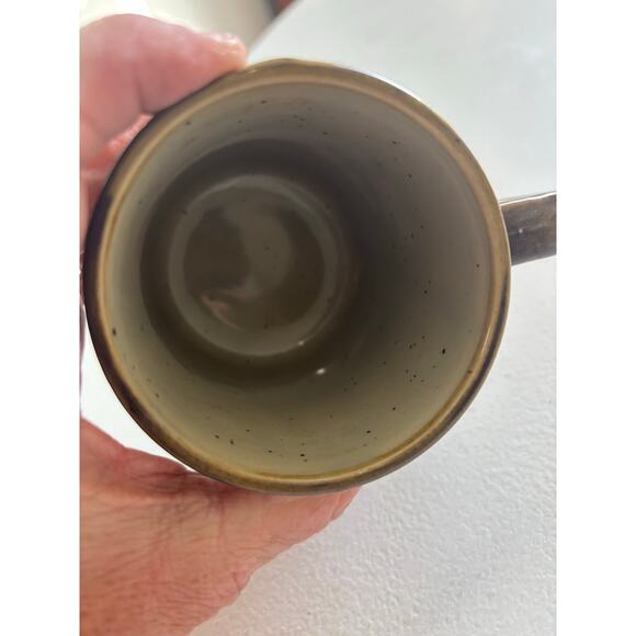 Handmade studio pottery stoneware rustic mugs blue geometric speckle glaze - Picture 10 of 12